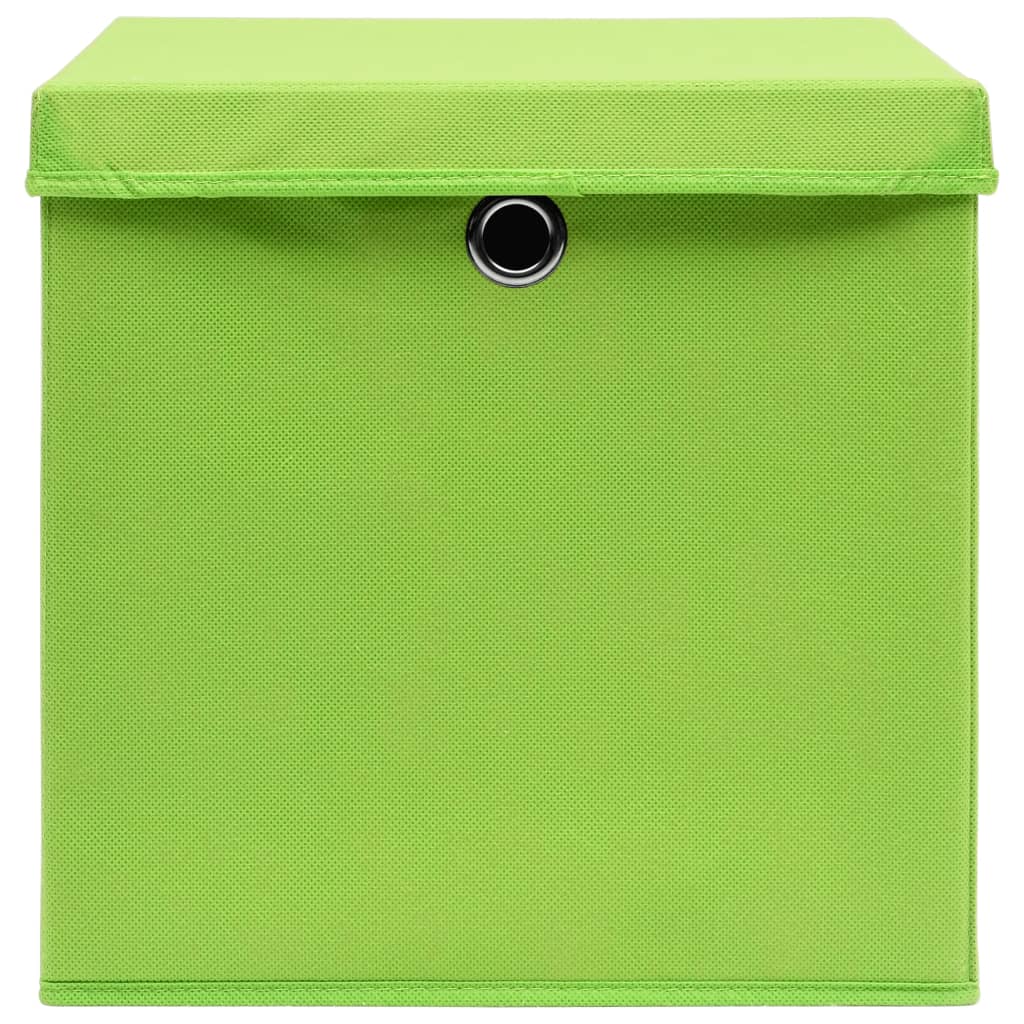 Storage Boxes with Covers 4 pcs 28x28x28 cm Green