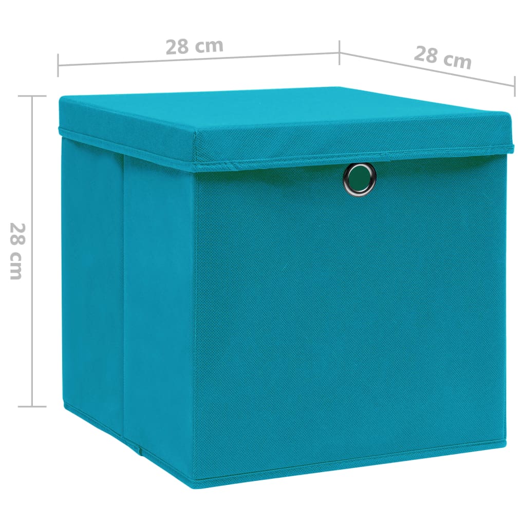 vidaXL Storage Boxes with Covers 4 pcs 28x28x28 cm Baby Blue