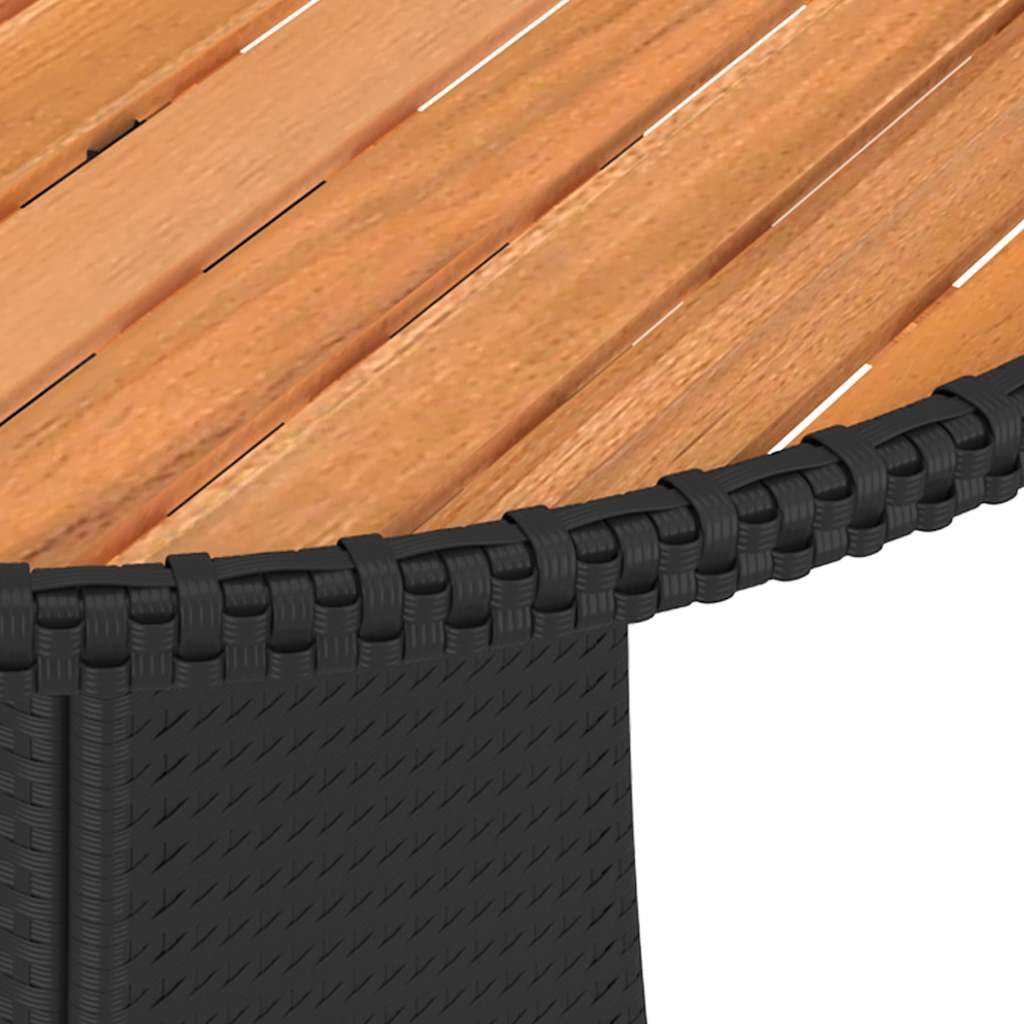 Garden Dining Table Black Ø 70 cm Poly Rattan&Solid Acacia Wood