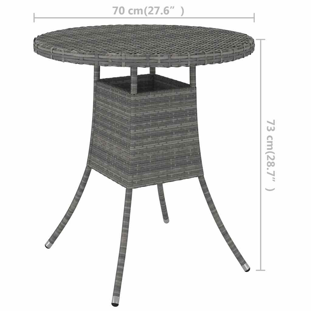 310469 vidaXL Garden Table Grey 70x70x73 cm Poly Rattan