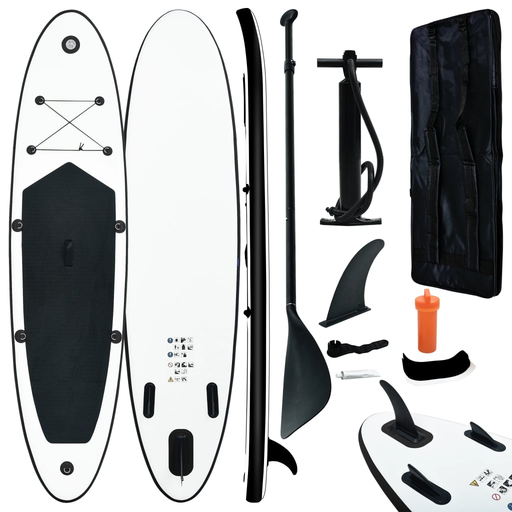 vidaXL Inflatable Stand Up Paddleboard Set Black and White