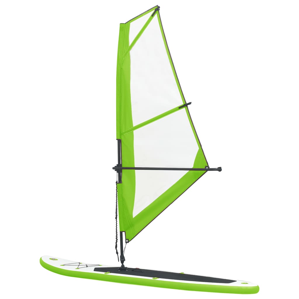 vidaXL Inflatable Stand Up Paddleboard with Sail Set Green and White