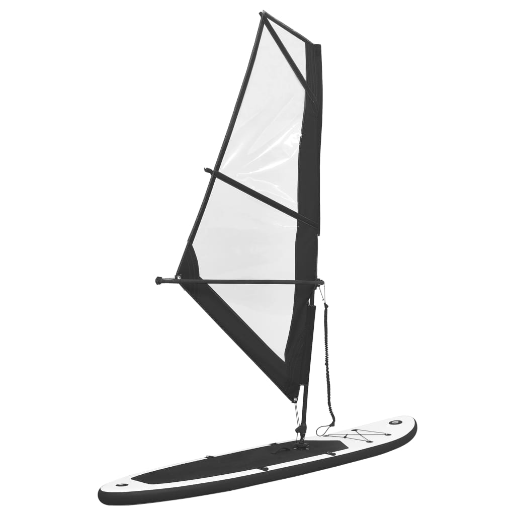 vidaXL Inflatable Stand Up Paddleboard with Sail Set Black and White