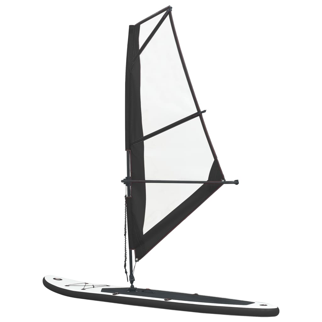 vidaXL Inflatable Stand Up Paddleboard with Sail Set Black and White