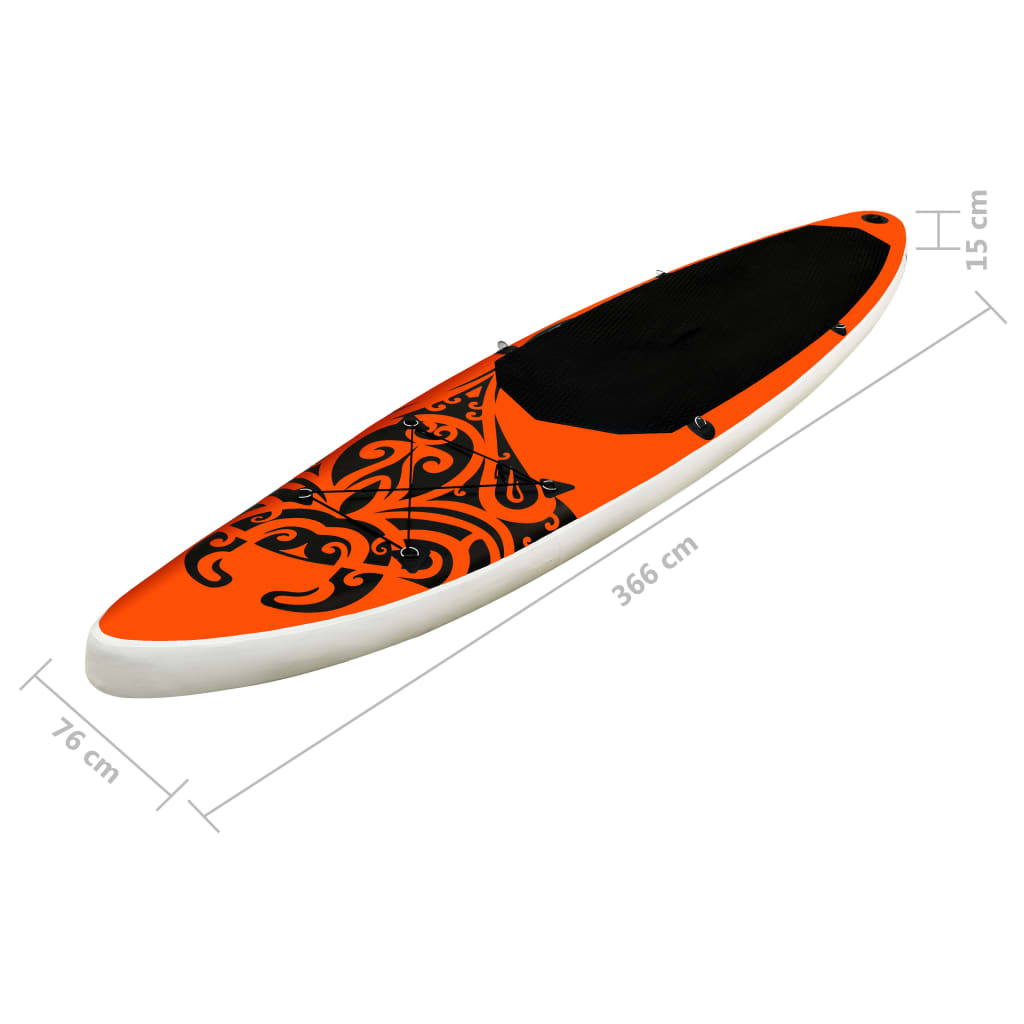 vidaXL Inflatable Stand Up Paddleboard Set 366x76x15 cm Orange