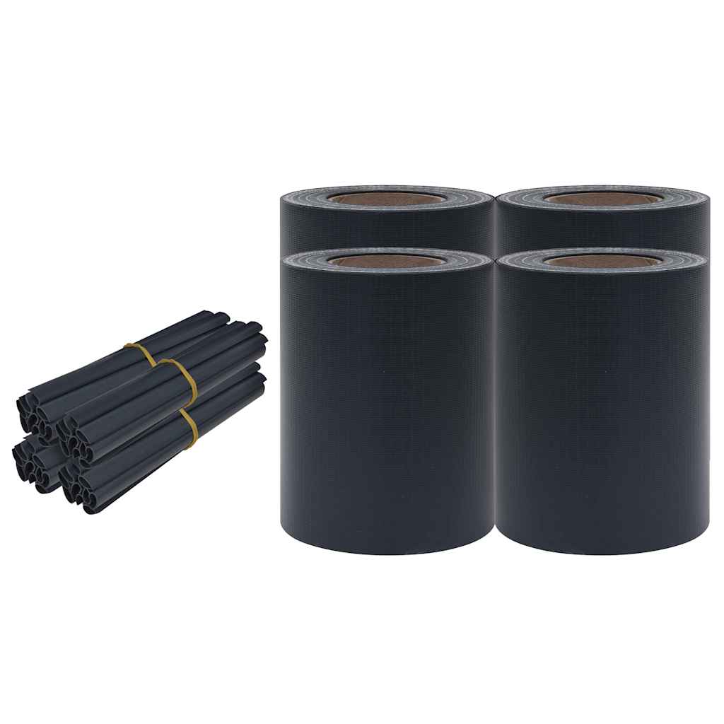 Garden Privacy Screens 4 pcs PVC 35x0.19 m Matte Dark Grey