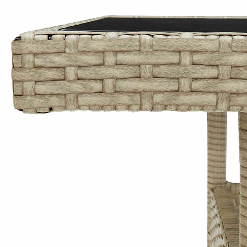 310551 vidaXL Outdoor Dining Table Beige Poly Rattan and Glass