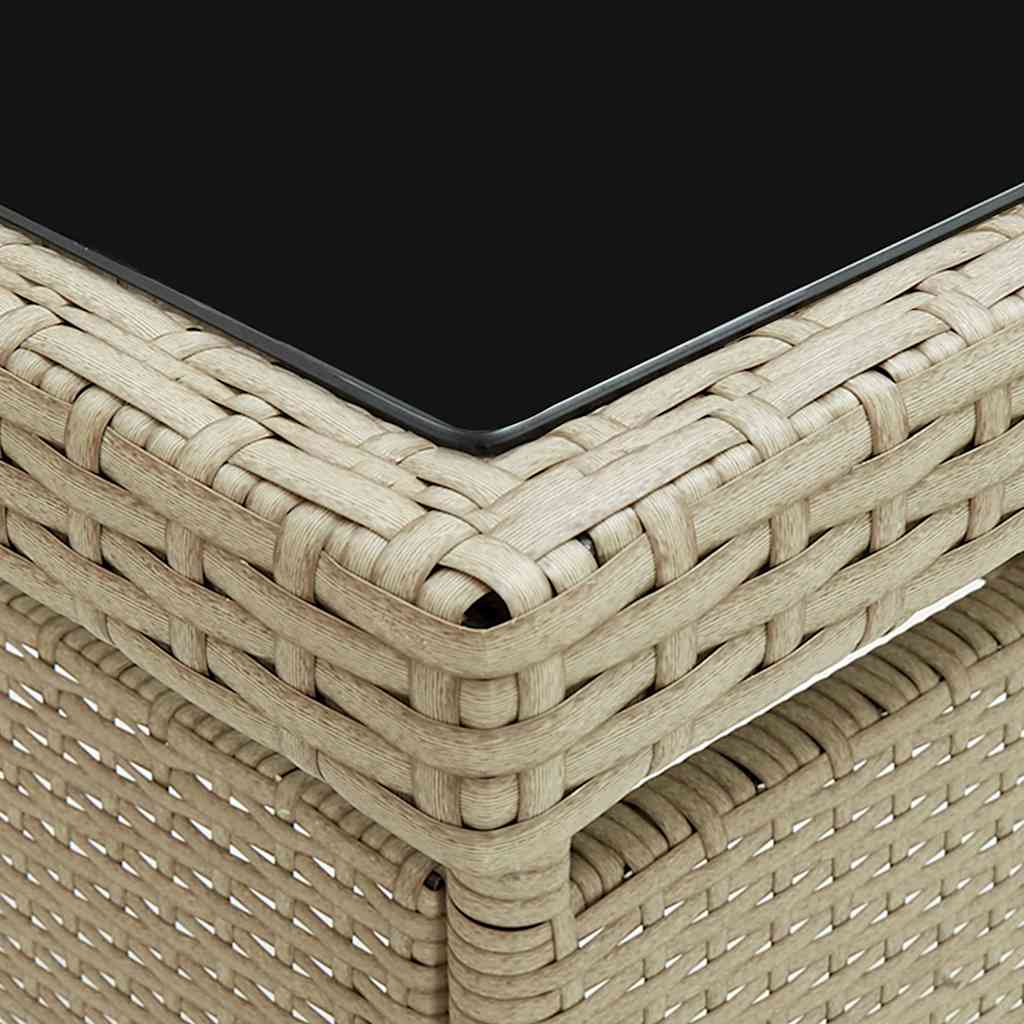 310551 vidaXL Outdoor Dining Table Beige Poly Rattan and Glass