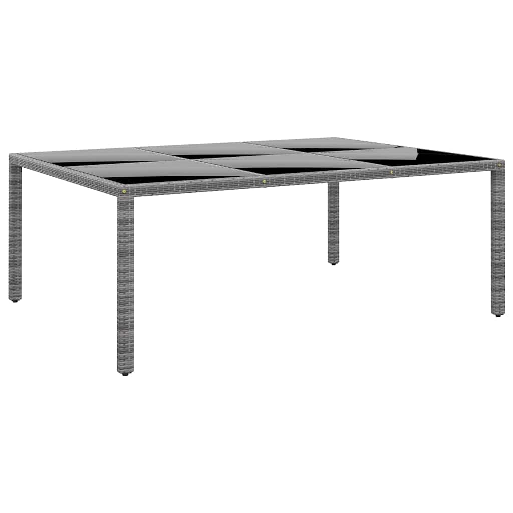 310587 vidaXL Garden Table 200x150x75 cm Tempered Glass and Poly Rattan Grey