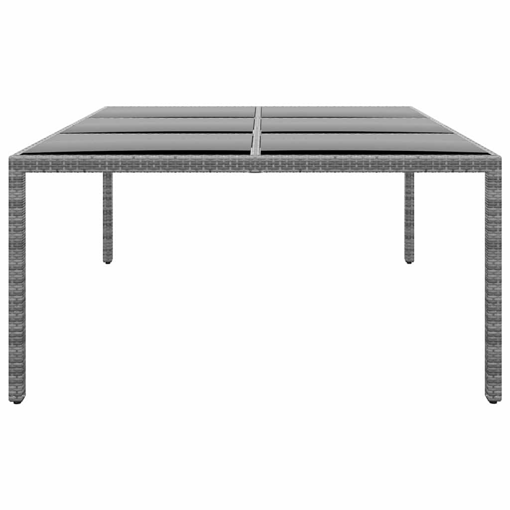 310587 vidaXL Garden Table 200x150x75 cm Tempered Glass and Poly Rattan Grey
