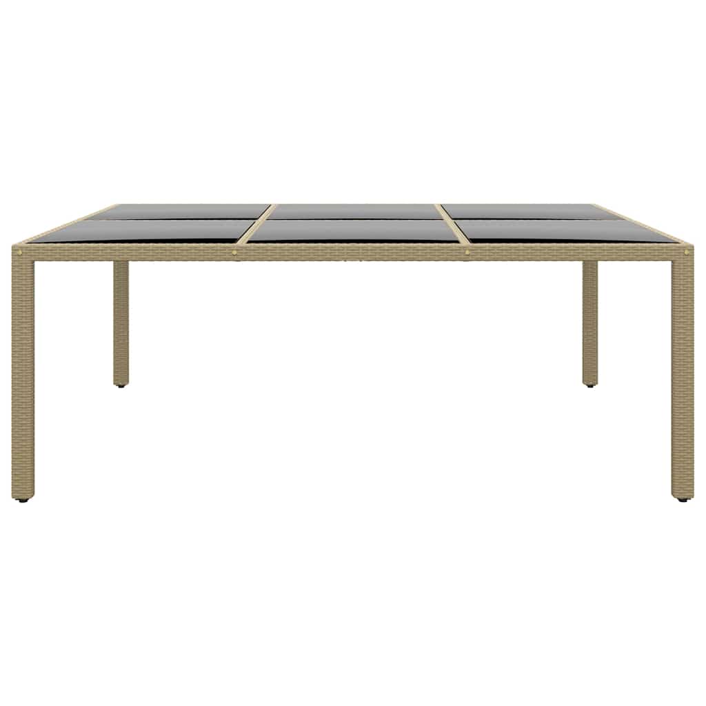 310588 vidaXL Garden Table 200x150x75 cm Tempered Glass and Poly Rattan Beige
