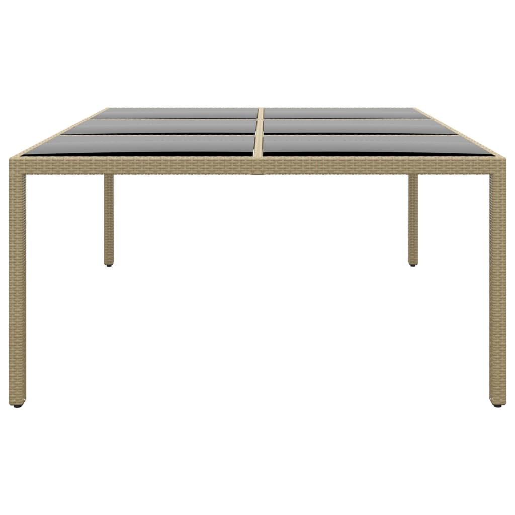 vidaXL Garden Table 200x150x75 cm Tempered Glass and Poly Rattan Beige