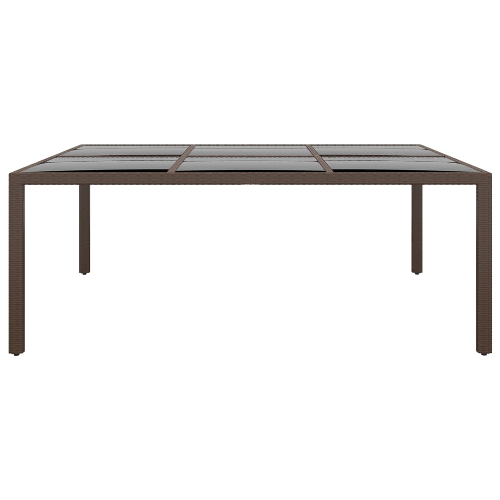 vidaXL Garden Table with Glass Top Brown 200x150x75 cm Rattan