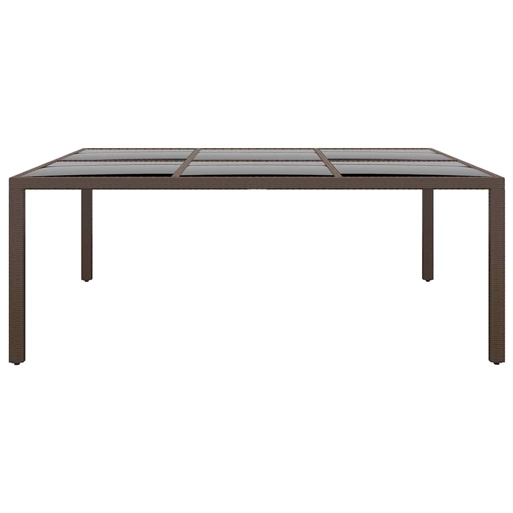 Garden Table with Glass Top Brown 200x150x75 cm Rattan
