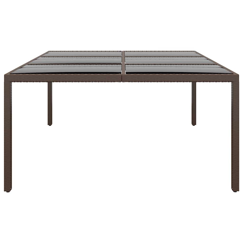 Garden Table with Glass Top Brown 200x150x75 cm Rattan