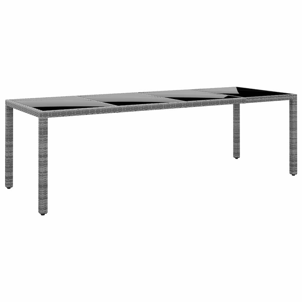 310593 vidaXL Garden Table 250x100x75 cm Tempered Glass and Poly Rattan Grey