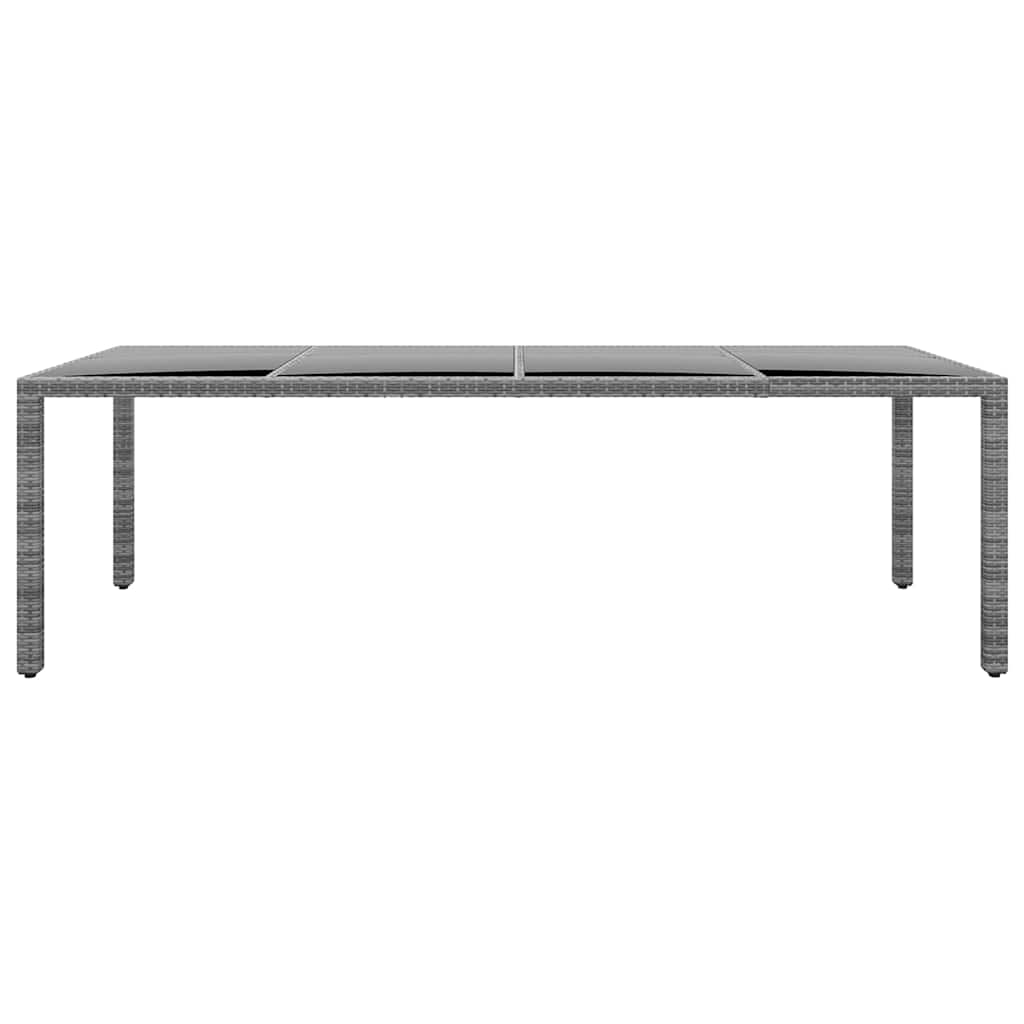 310593 vidaXL Garden Table 250x100x75 cm Tempered Glass and Poly Rattan Grey