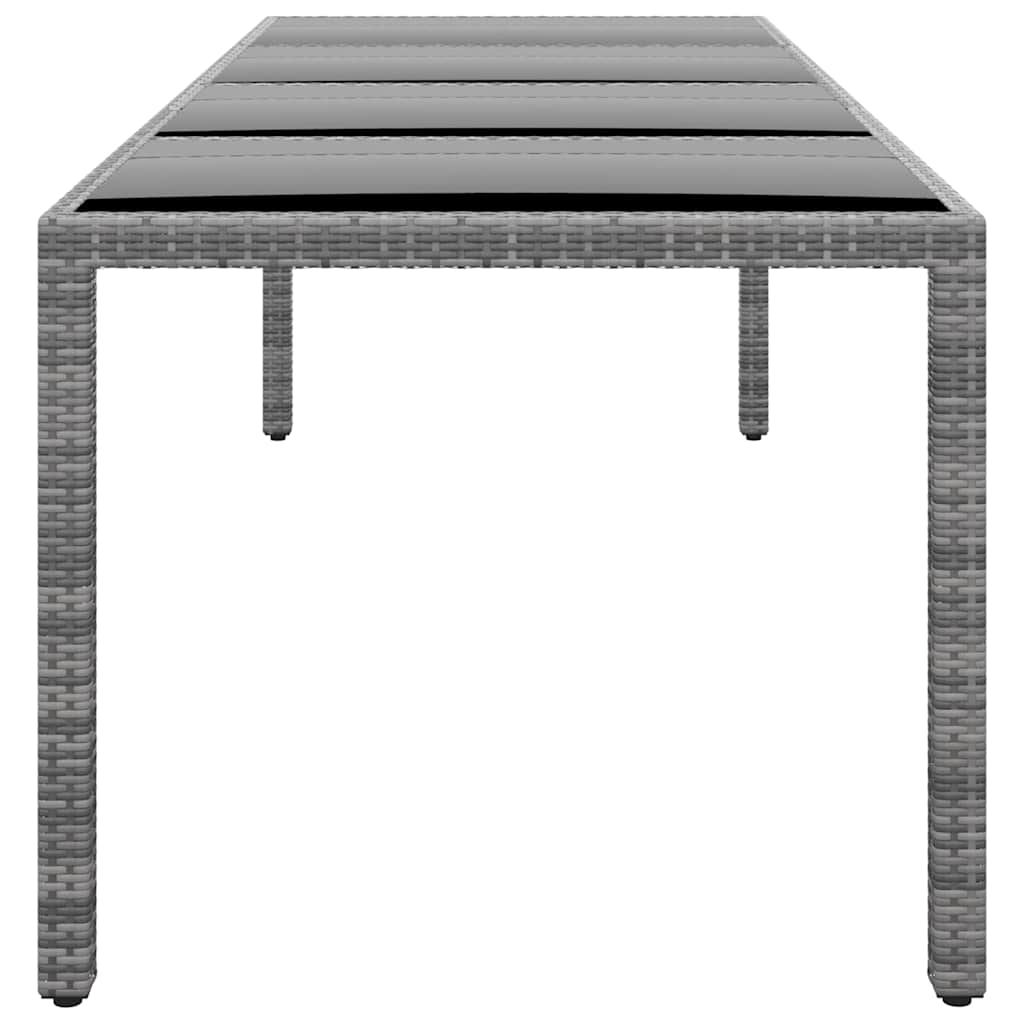 310593 vidaXL Garden Table 250x100x75 cm Tempered Glass and Poly Rattan Grey