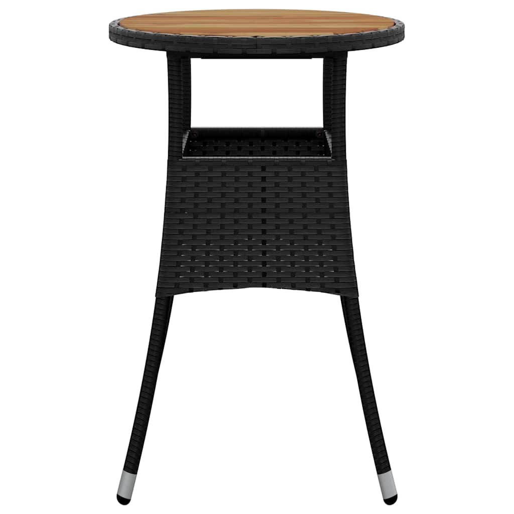 310602 vidaXL Garden Table Ø60x75 cm Acacia Wood and Poly Rattan Black