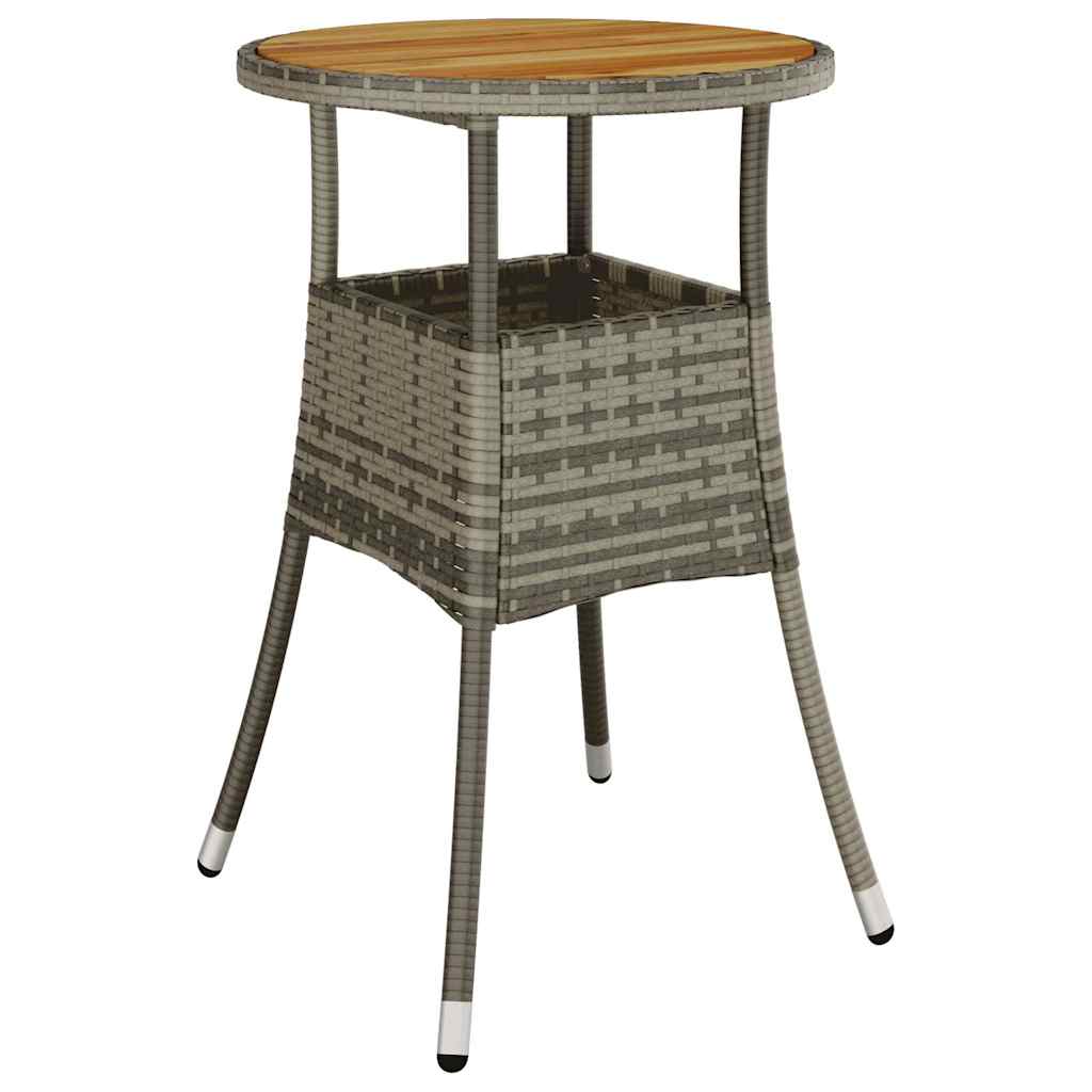 310603 vidaXL Garden Table Ø60x75 cm Acacia Wood and Poly Rattan Grey