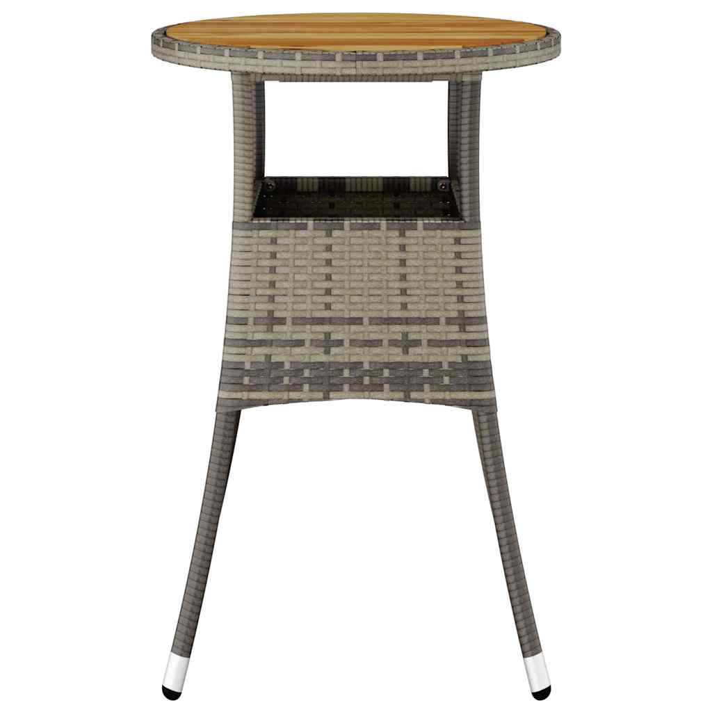 310603 vidaXL Garden Table Ø60x75 cm Acacia Wood and Poly Rattan Grey