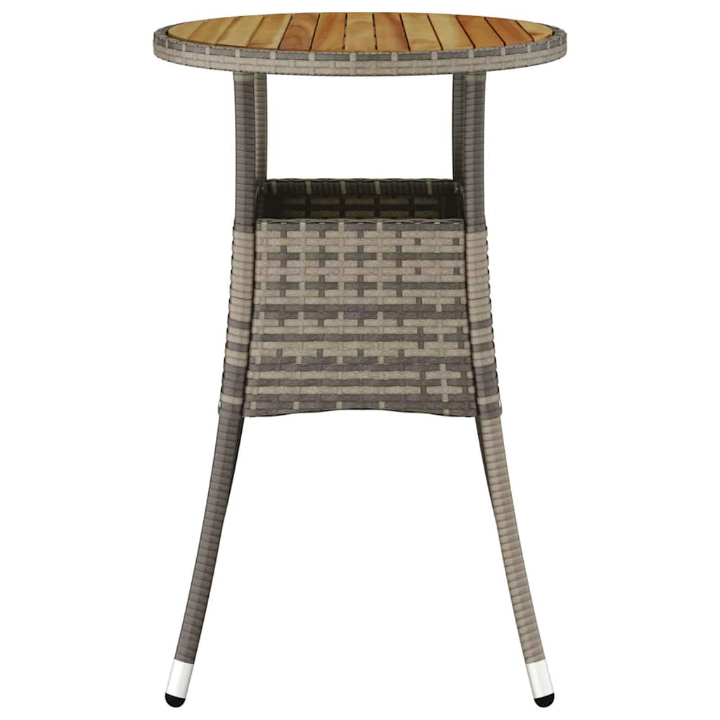 310603 vidaXL Garden Table Ø60x75 cm Acacia Wood and Poly Rattan Grey
