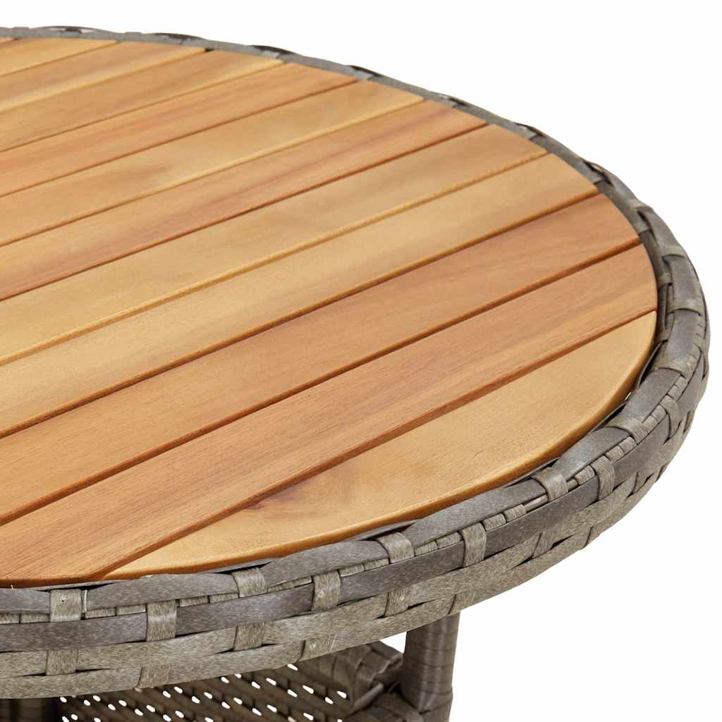 310603 vidaXL Garden Table Ø60x75 cm Acacia Wood and Poly Rattan Grey