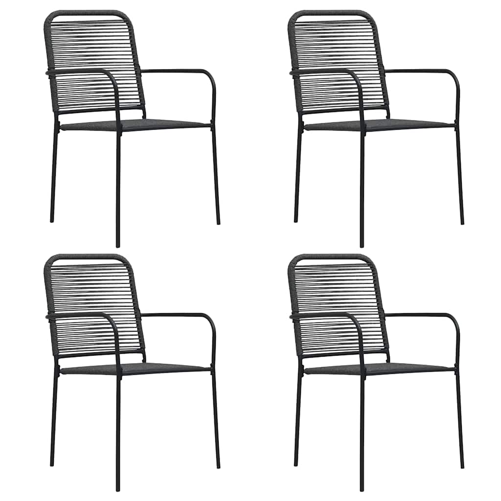 Garden Chair | Set of 4 | Black | Cotton rope | Standard
