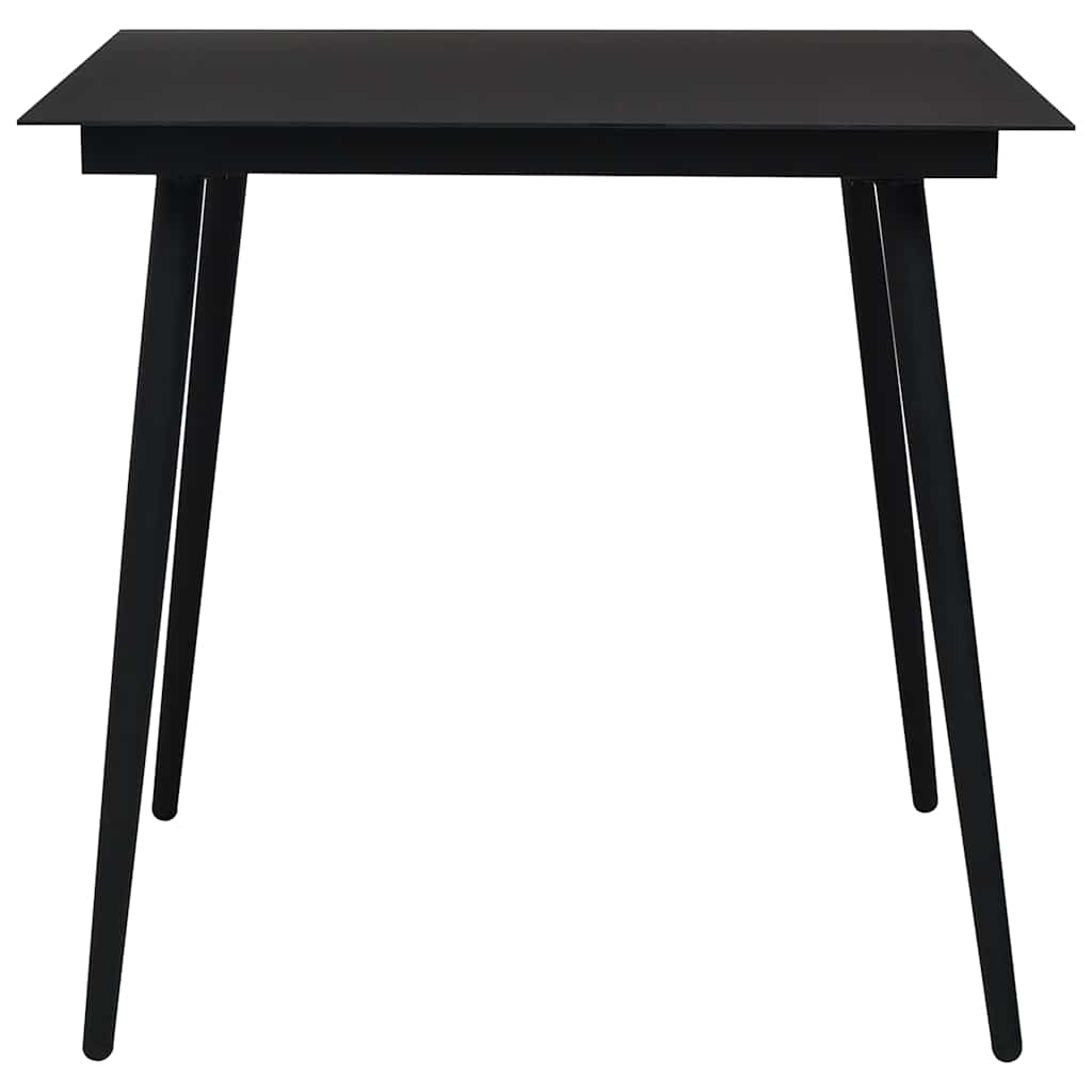 312157 vidaXL Garden Dining Table Black 80x80x74 cm Steel and Glass