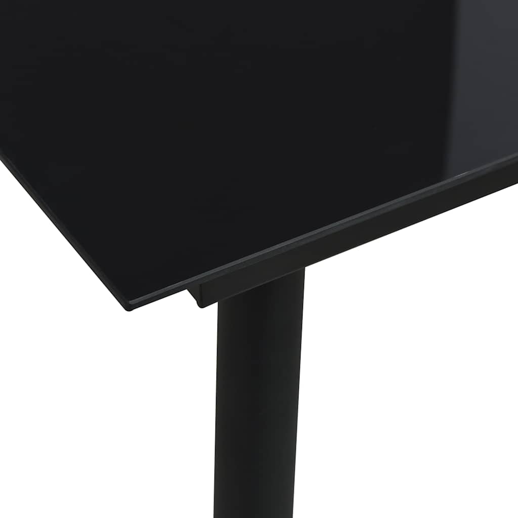 312157 vidaXL Garden Dining Table Black 80x80x74 cm Steel and Glass