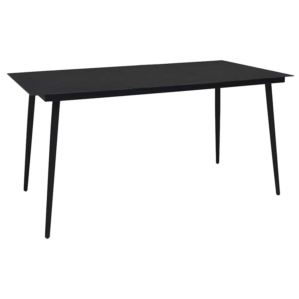 312158 vidaXL Garden Dining Table Black 150x80x74 cm Steel and Glass