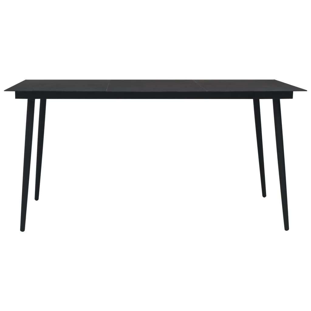 312158 vidaXL Garden Dining Table Black 150x80x74 cm Steel and Glass
