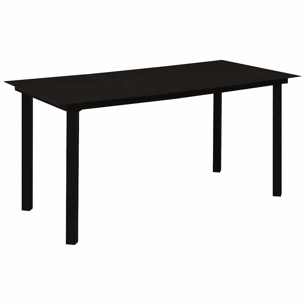 312162 vidaXL Garden Dining Table Black 150x80x74 cm Steel and Glass