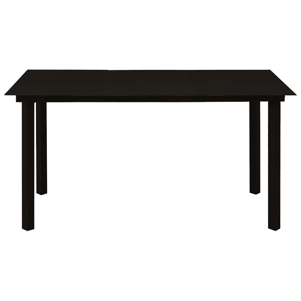 312162 vidaXL Garden Dining Table Black 150x80x74 cm Steel and Glass