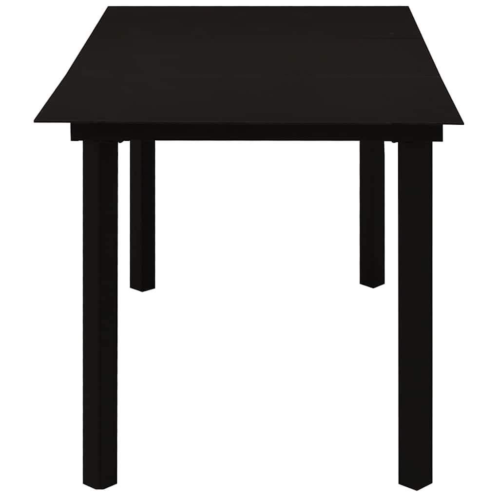 312162 vidaXL Garden Dining Table Black 150x80x74 cm Steel and Glass