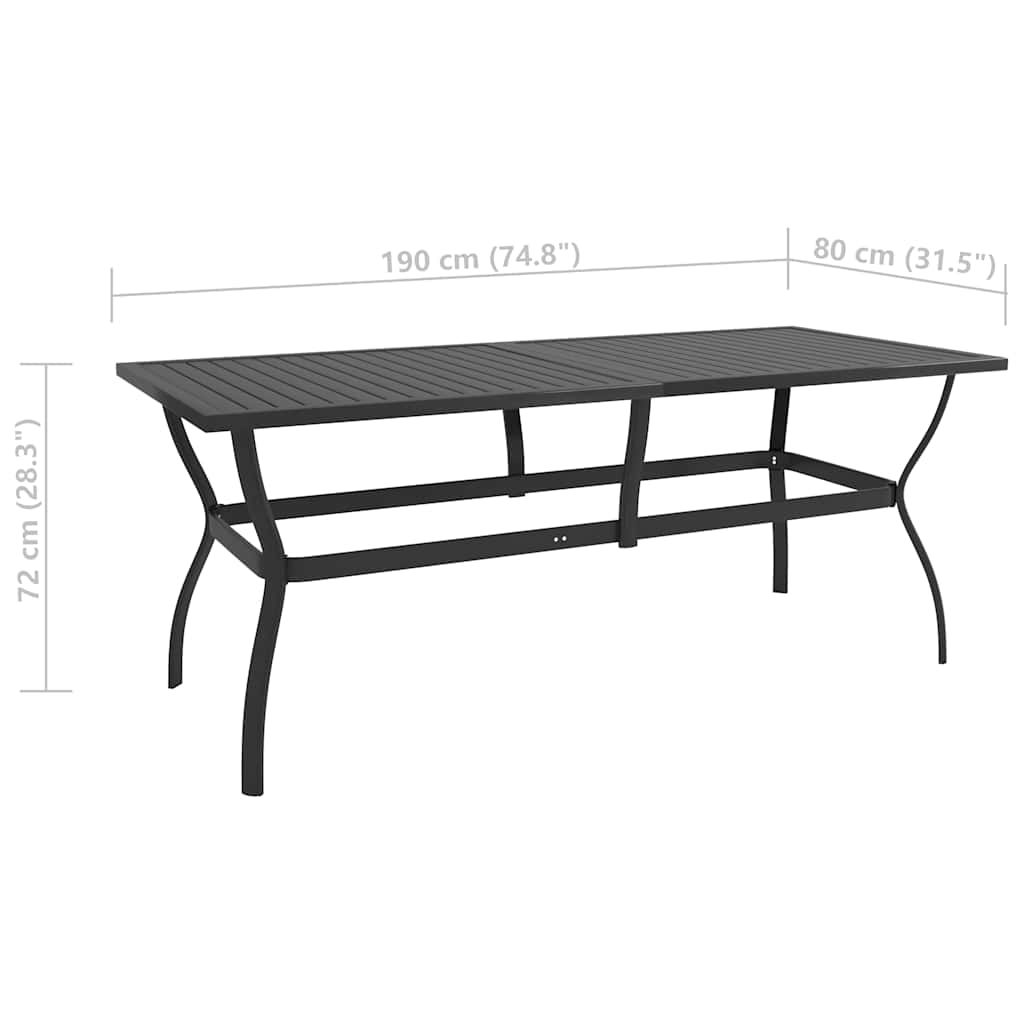 312170 vidaXL Garden Table Anthracite 190x80x72 cm Steel