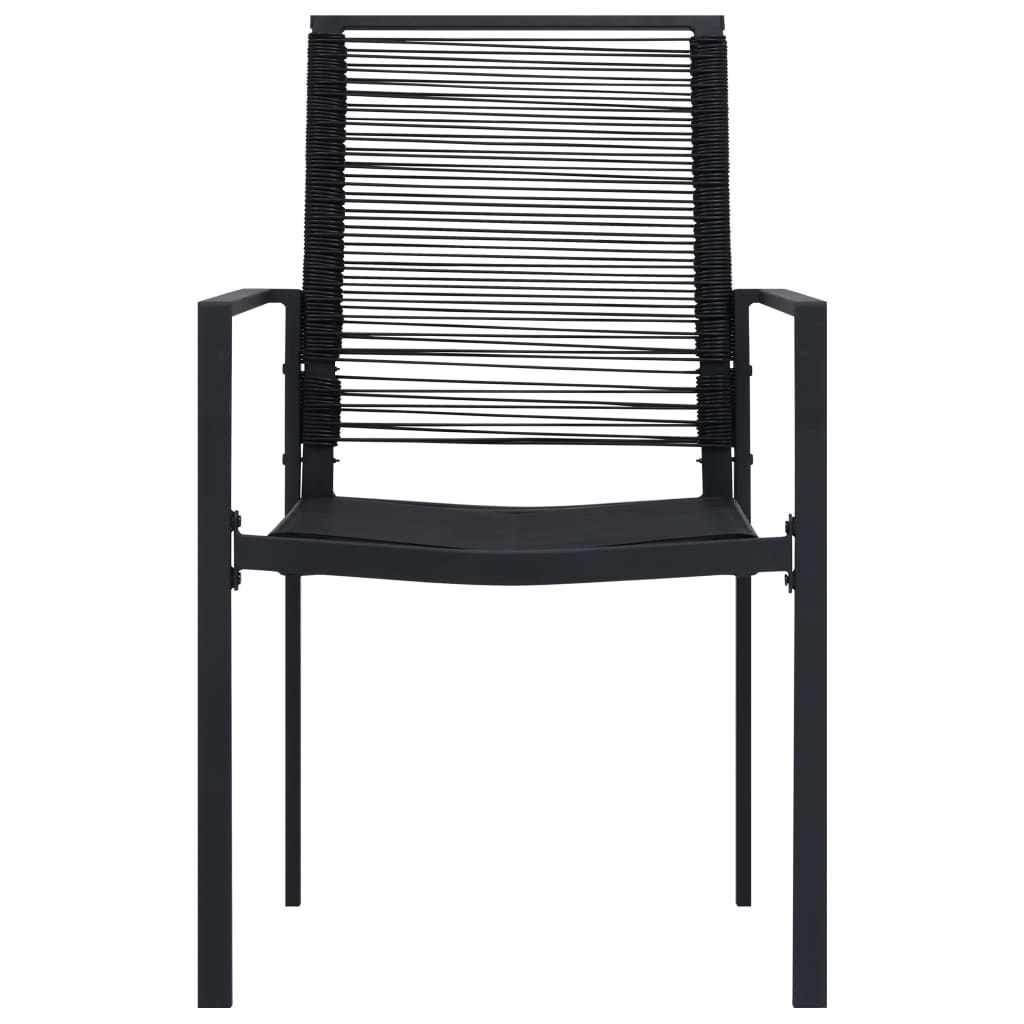 Garden Chair | Set of 4 | Black | PVC hollow rattan, powder-coated steel