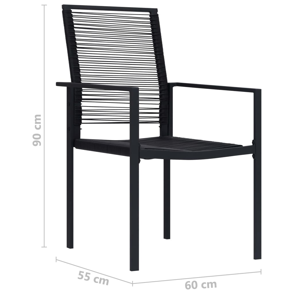 Garden Chair | Set of 4 | Black | PVC hollow rattan, powder-coated steel