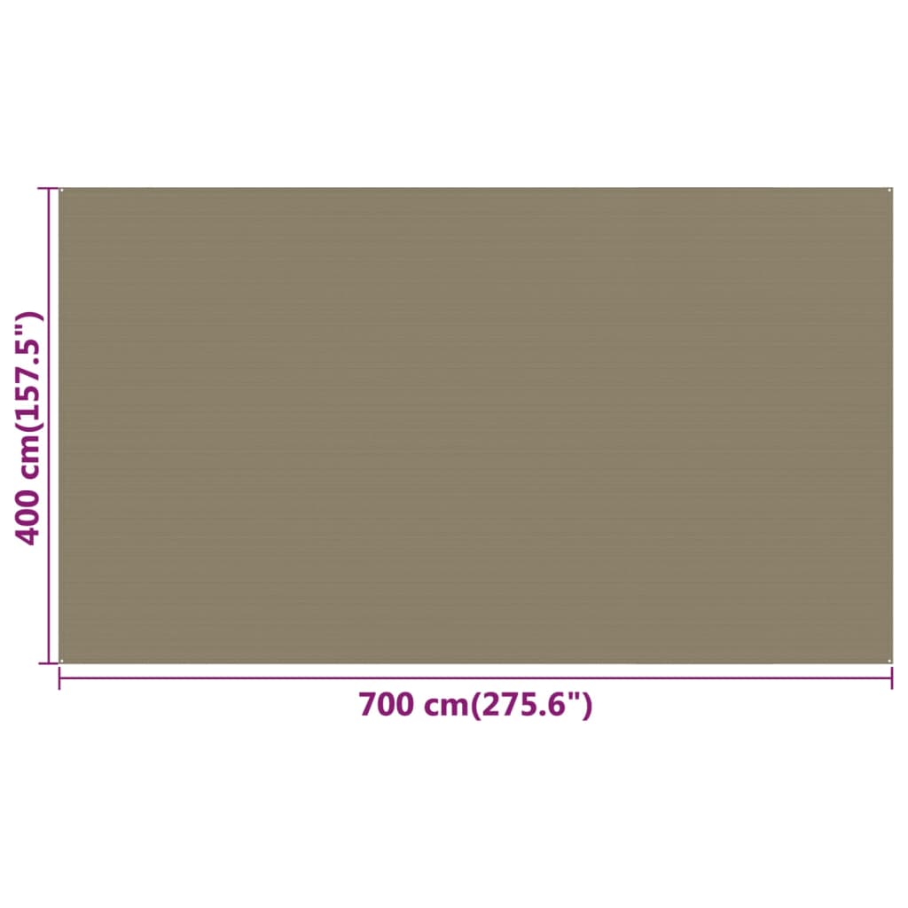 vidaXL Tent Carpet Taupe 400x700 cm HDPE