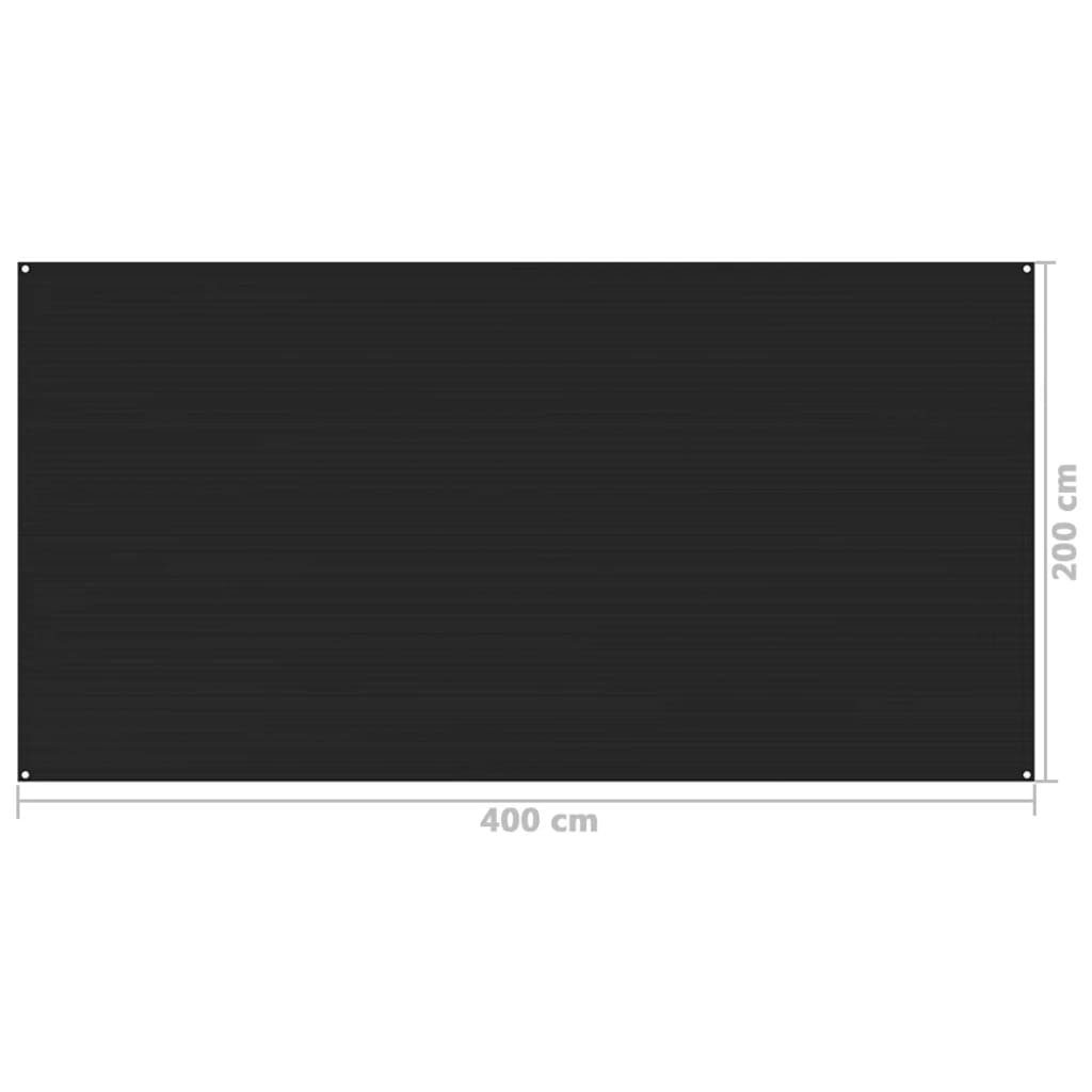 vidaXL Tent Carpet 200x400 cm Black