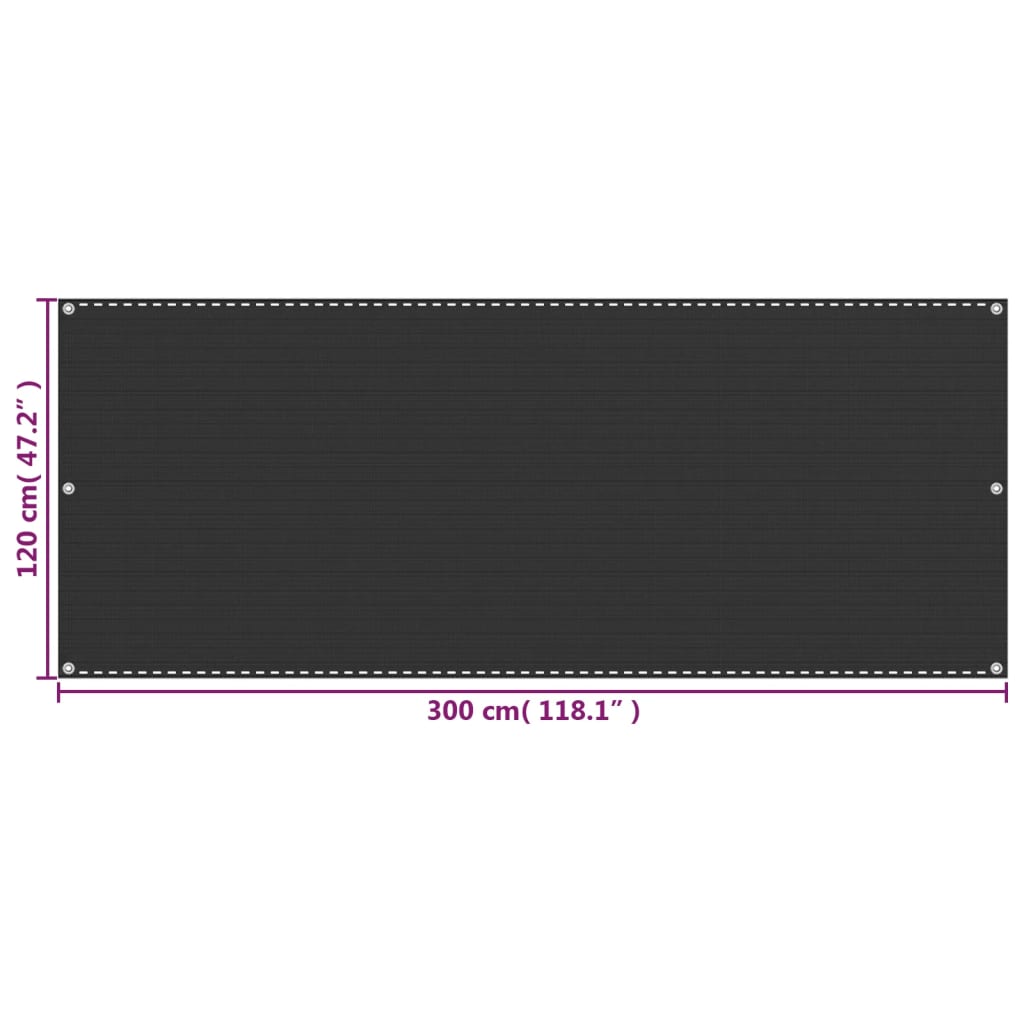 Balcony Screen Anthracite 120x300 cm HDPE