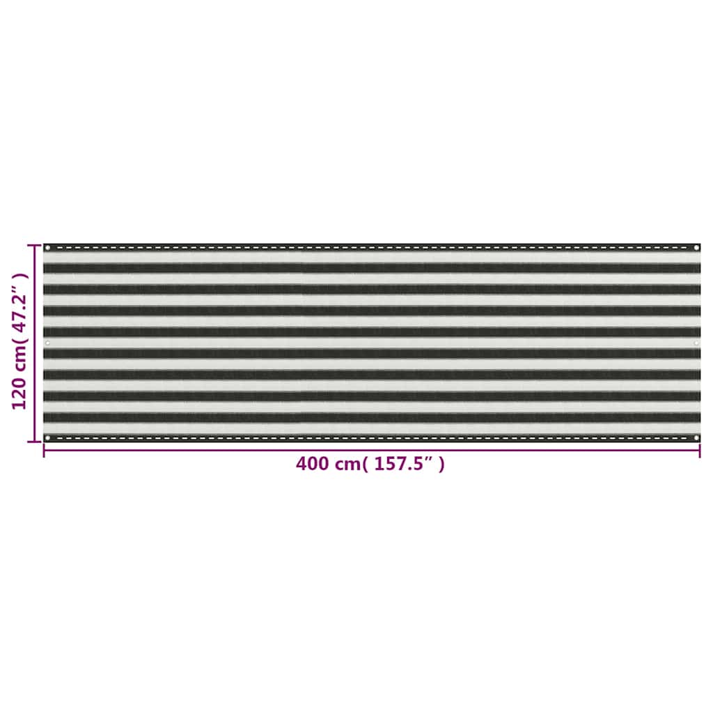 310857 vidaXL Balcony Screen HDPE 120x400 cm Anthracite and White