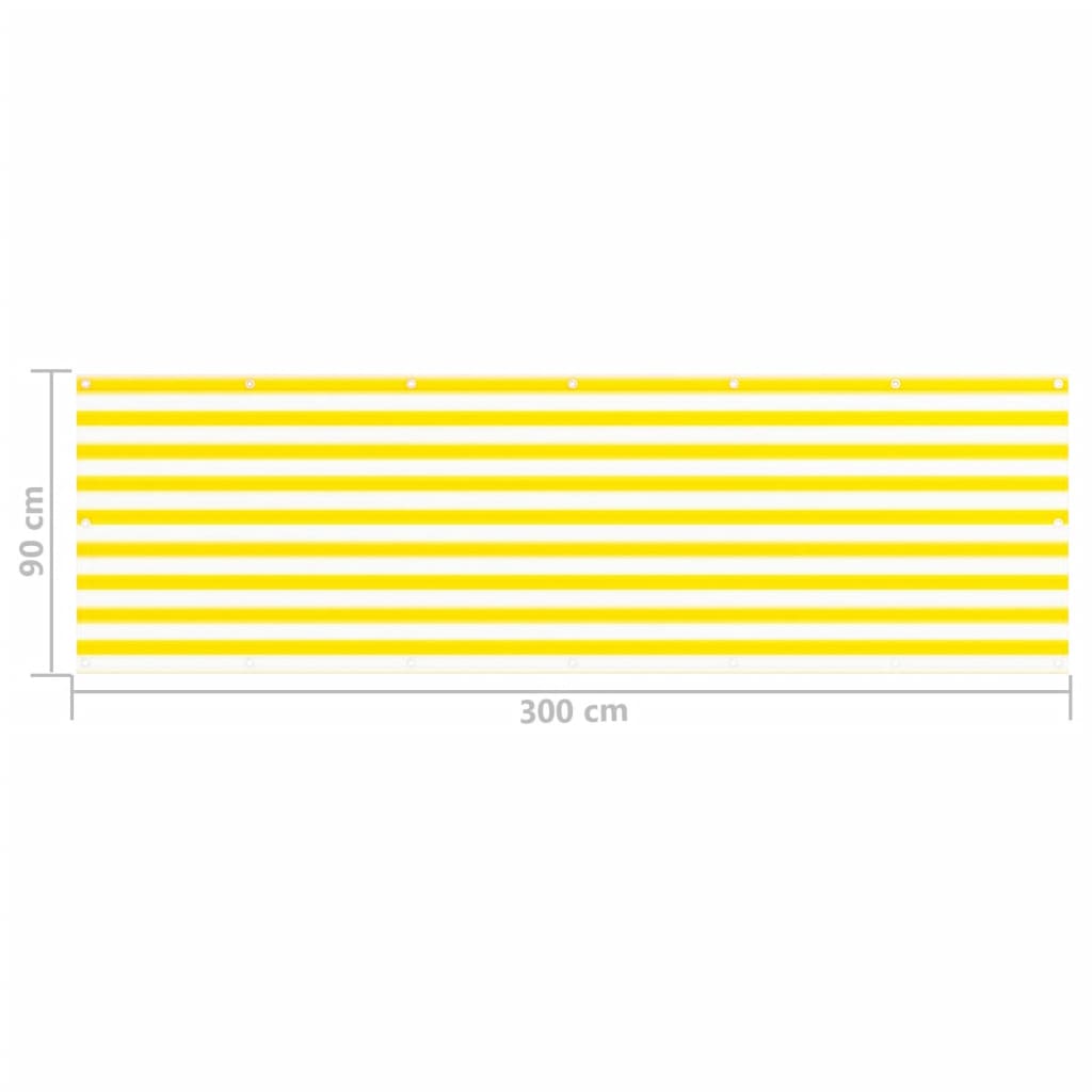 vidaXL Balcony Screen Yellow and White 90x300 cm HDPE