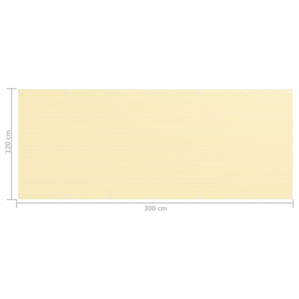 vidaXL Balcony Screen Beige 120x300 cm HDPE