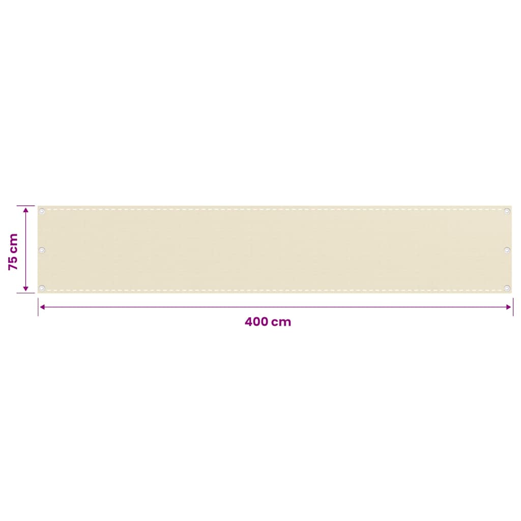 Balcony Screen Cream 75x400 cm HDPE