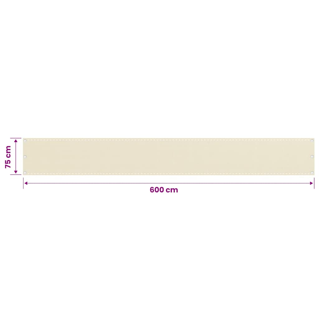 Balcony Screen Cream 75x600 cm HDPE