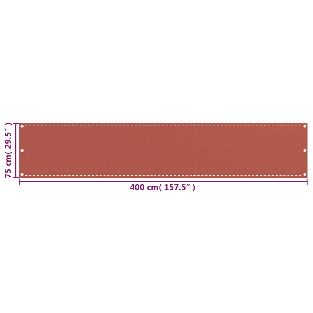 vidaXL Balcony Screen Terracotta 75x400 cm HDPE