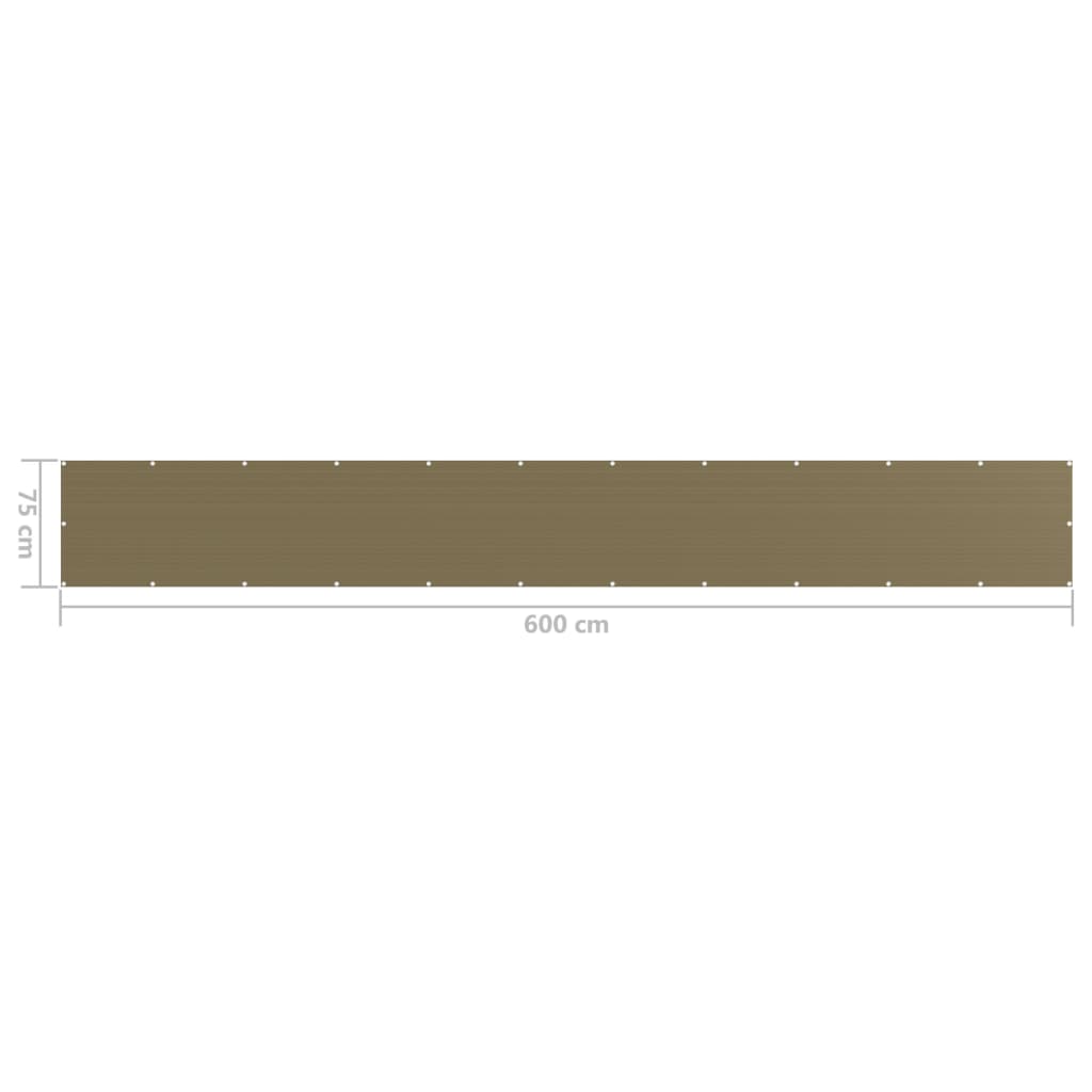 Balcony Screen Taupe 75x600 cm HDPE