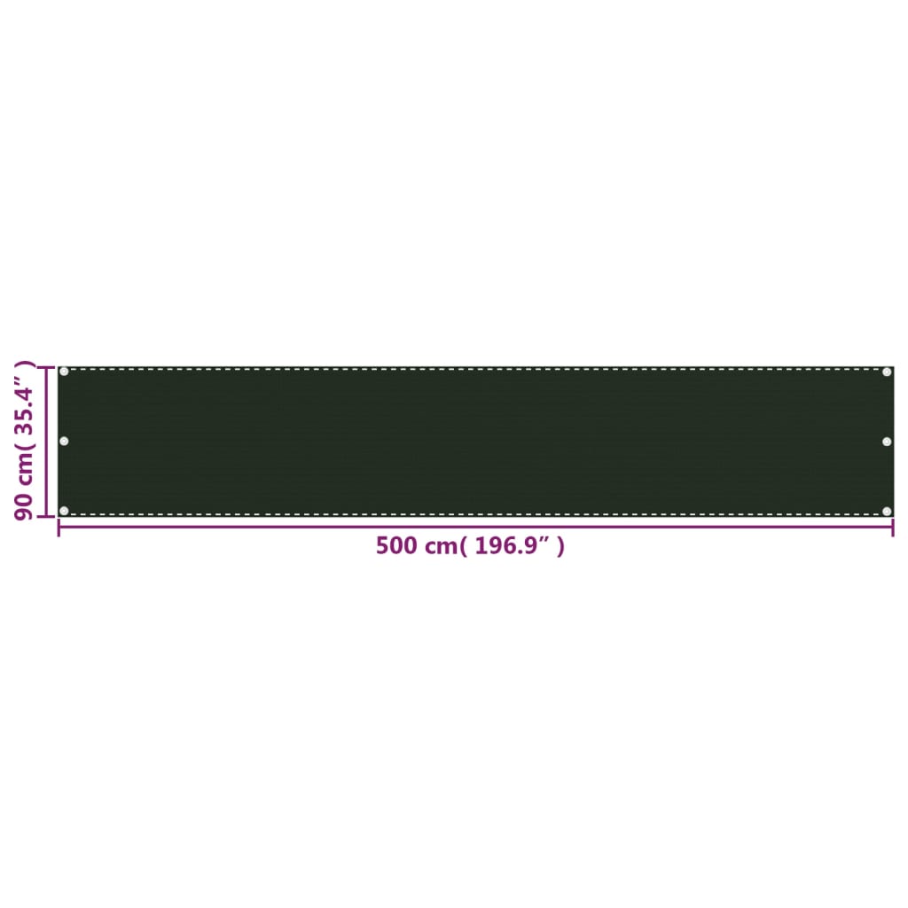 Balcony Screen Dark Green 90x500 cm HDPE