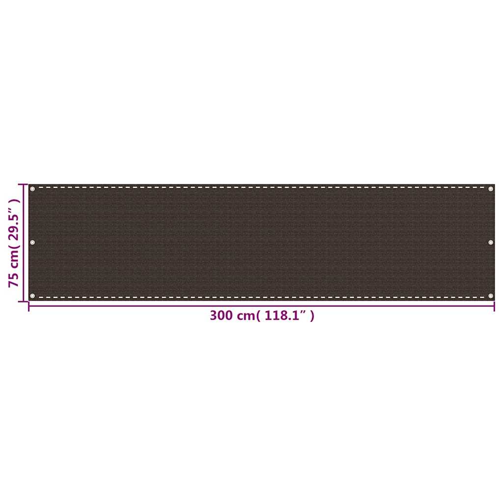 Balcony Screen Brown 75x300 cm HDPE